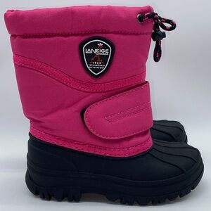 Laneige Canada Pink and Black Girls Waterproof Winter Snow Boots Size 9